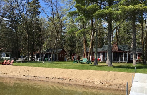 Park Rapids Cabin | Red Half Log North Woods Encampment - Two Cabins!