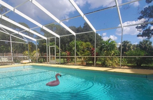 Rockledge Apartment | Remodeled studio in Rockledge, with sliders to pool and huge tropical yard.