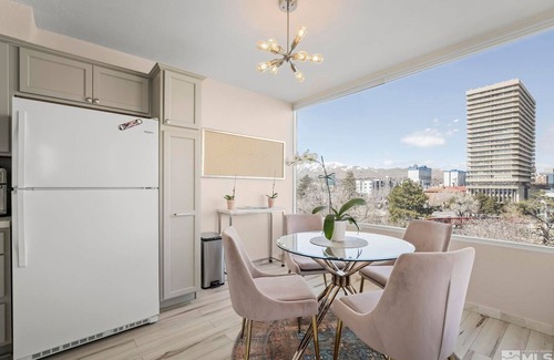 Downtown Reno Apartment | Reno 1 Bedroom, corner view condo, on the Truckee River Walk, bike, theater.
