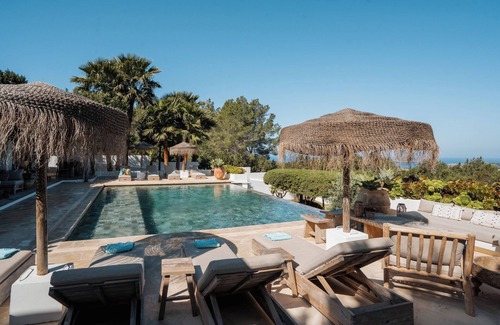 Sant Josep de sa Talaia Villa | Renovated finca, swimming pool, terrace and garden, sea and sunset views