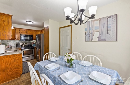 Manteno House | Rest like royalty with two king size beds, one queen bed and one queen air bed.