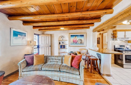 Taos House | Restored 1938 adobe with mountain view & kiva fireplace - dog-friendly