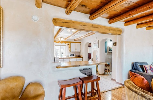 Taos House | Restored 1938 adobe with mountain view & kiva fireplace - dog-friendly