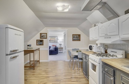 Palatine Apartment | Retro Apt-Private Deck-King Bed-Downtown-Huge Sofa-Free Parking-Walk to Train