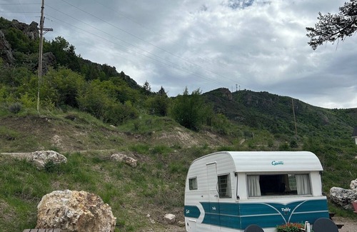 Lava Hot Springs House | Retro Camper full size bed