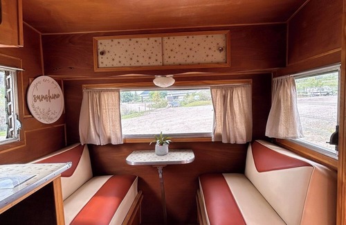 Lava Hot Springs House | Retro Camper full size bed