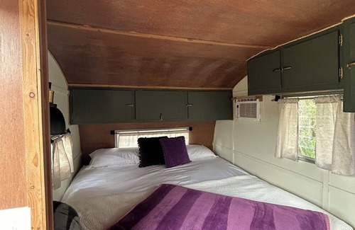Lava Hot Springs House | Retro Camper king size bed