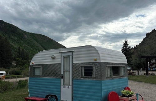 Lava Hot Springs House | Retro Camper Queen size bed