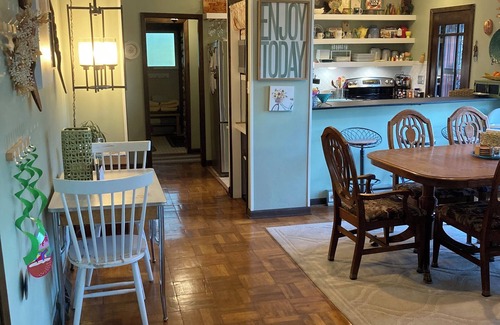 Cherokee Village House | RIR: E Faye Jones style Rock floor to ceiling in 3 bathrooms open floor plan.