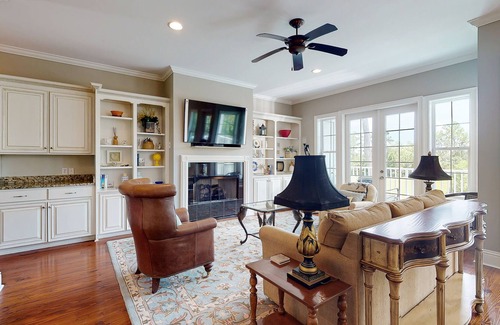 St. Marys House | Riverfront dog-friendly townhome with fireplace, dock access & pickleball