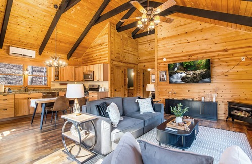 Ellijay Cabin | Riverfront King Suite Cabin, Coosawattee Resort, Fire Pit, WIFI, BBQ,Hot Tub