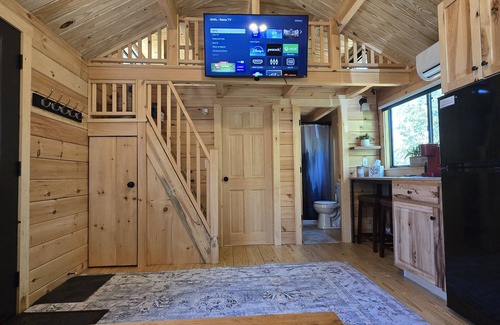 Bath House | Rivertop Retreat, with hot tub!- Luxurious tiny home in the White Mountains!