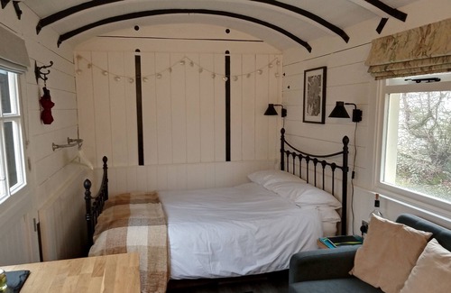Caio Cabin | Romantic cosy railway carriage with hot tub and garden.