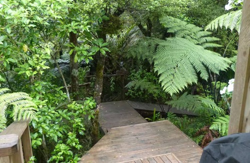 Mangawhai Apartment | Romantic eco cottage retreat for two amidst quiet, private native bush setting.