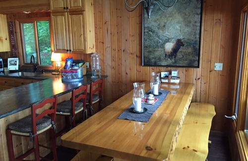 Grantsburg Cabin | Room to Relax on Big Wood Lake with Pontoon Boat Option! Available Year Round!