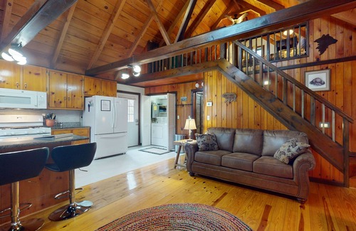 Epworth Cabin | Rustic Blue Ridge Cabin with Porch, Central AC and Gas Fireplace