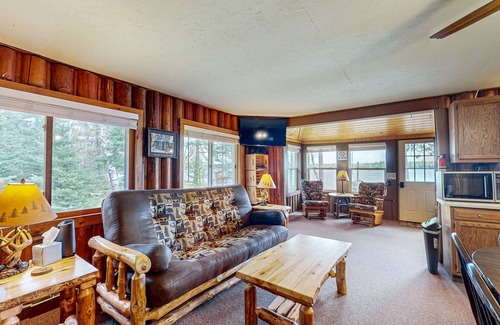 St Germain Cabin | Rustic Cozy lakefront Cabin with dock, fire pit, gas grill, W/D & quiet location