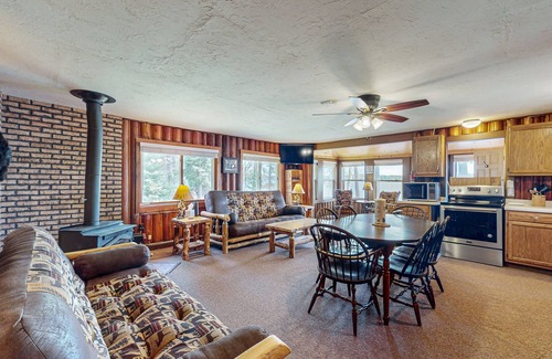 St Germain Cabin | Rustic Cozy lakefront Cabin with dock, fire pit, gas grill, W/D & quiet location