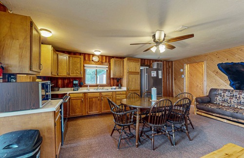 St Germain Cabin | Rustic Cozy lakefront Cabin with dock, fire pit, gas grill, W/D & quiet location