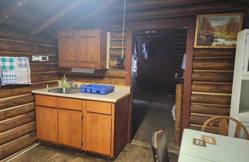 Sioux Narrows Nestor Falls Cabin | Rustic Log Cabin #8 on Crow Lake at Bull Moose Lodge. Family and pet friendly