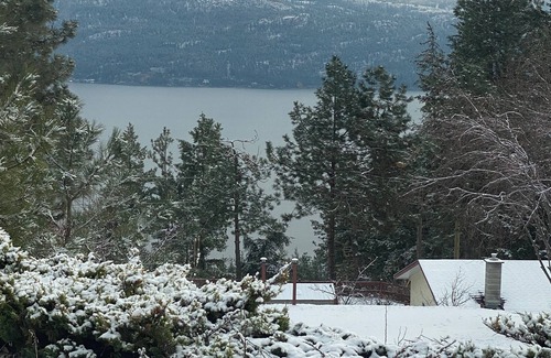 Westshore Estates House | Rustic Panoramic Okanagan Lake View Walkout Suite, Sleeps 7 & Pet friendly