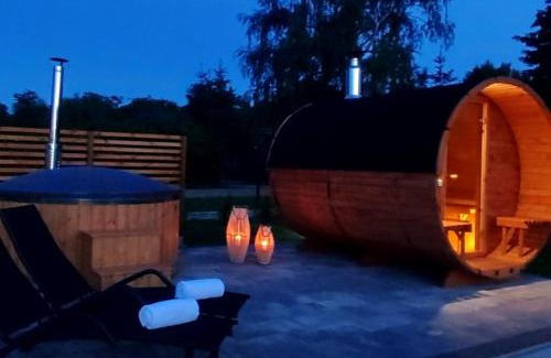 Gorklo House | Sauna balia - Nowa Osada Domki przy plaży - całoroczne domki na Mazurach