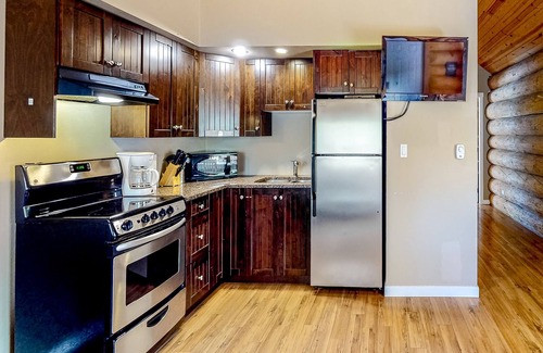 Lac Le Jeune Cabin | Scenic lakefront resort cabin with deck, full kitchen, & free internet