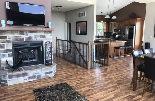 Belle House | Scenic Lakeside Chateau with Heated Pool, Hot Tub & Outdoor Kitchen-TV-Fireplace