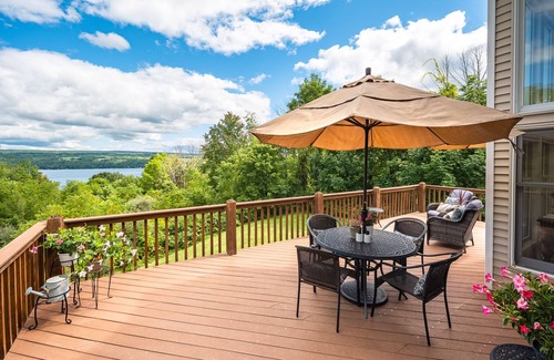 Valois House | Scenic Seneca lake home with private dock & soaring views!
