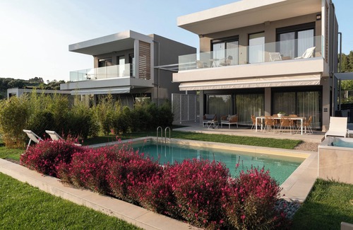 Neos Marmaras Villa | Sea view villa, 50mt from a sandy beach with private heated pool, spa, Gym etc