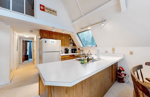 Waitsfield House | Secluded A-frame chalet with deck, patio, & 2 kitchens - near slopes