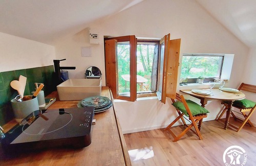 Montenay Cottage | Secluded Cabin for 2 in Nature with Shared Kitchen & Games, Near Mayenne