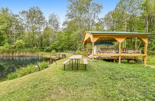 Prattsburgh Apartment | Secluded Dog-Friendly Studio w/Deck, Private Pond, Fireplace, Fast WiFi, Views
