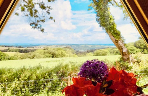 High Bickington Cabin | Secluded Romantic Cabin with Stunning Exmoor Views and Private Hot Tub