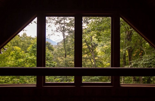 Wolf Laurel Cabin | Secluded Rustic Mountain Cabin within Gated Community w/Hot Tub, Firepit & View