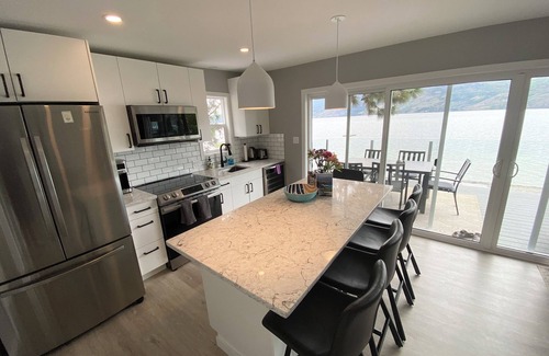 Central Okanagan Cabin | Seclusion Bay, Luxury Lakeside Cabin 9. Stunning beachfront on Okanagan Lake.