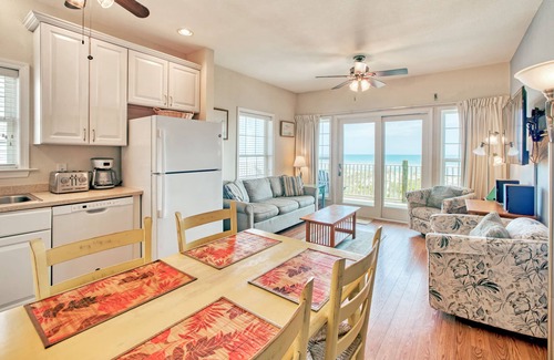 Hatteras Condo | Second-floor oceanfront home with outdoor pool, hot tub, pool table, & W/D