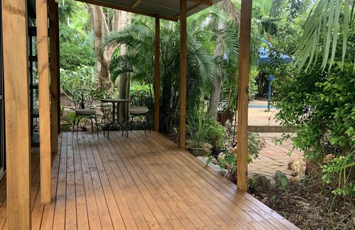 Leanyer Cabin | Self contained Cabin 5 metres from pool on 5 acres of tropical and native garden
