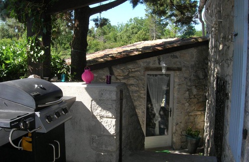 Les Vans Cottage | semi-detached cottage in private property with trees