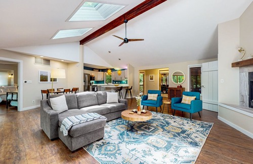 New Buffalo House | Serene Wooded Home w/Private Hot Tub, Firepit & Porch, Dog-Friendly