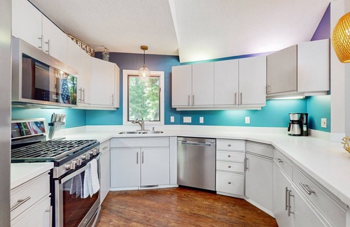 New Buffalo House | Serene Wooded Home w/Private Hot Tub, Firepit & Porch, Dog-Friendly