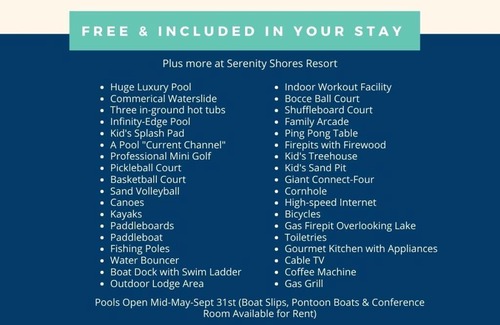 Kimberling City House | Serenity Shores Resort - Luxury Lakefront Lodge - Pools and Many Free Amenities