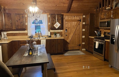 Fishers Hill Cabin | Shenandoah river front cabin, hot tub, fireplace, cabin, screened in porches.
