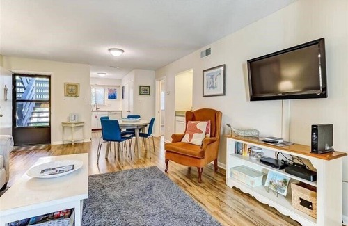 Fernandina Beach Condo | Short walk to beach. Open kitchen, dining room and living room spills out onto the private balcony