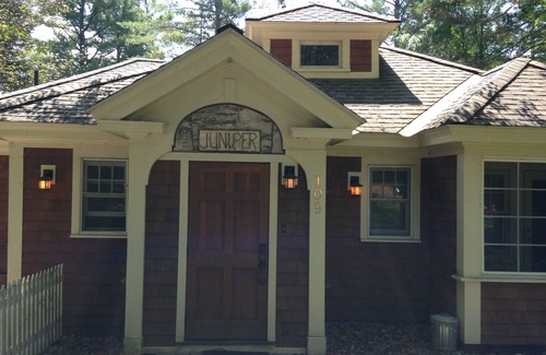 Lake Placid Club House | Short walk to village.with private wooded setting. EV Charger in parking area.