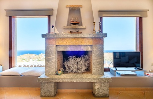 Vourkari Villa | Silver Moon Villa: Artistic villa with a breathtaking view of the Aegean
