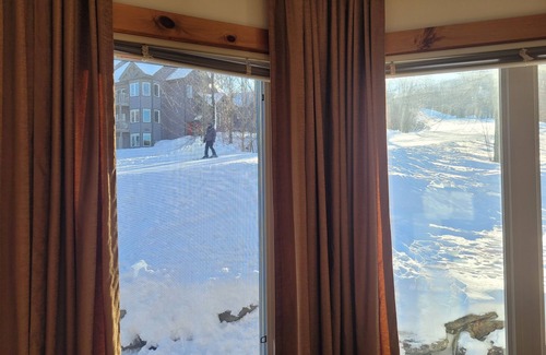 North Troy Condo | Ski in & out on Grammy Jay—right next to the ski run + view of Grammy Jay.