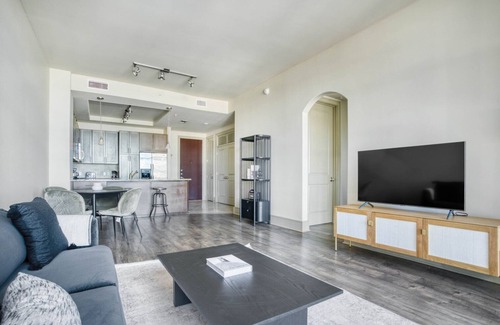 Second Street District Apartment | Sleek Downtown 1BR w/Gym, W/D & Deck, walk to 6th St bars, by Blueground