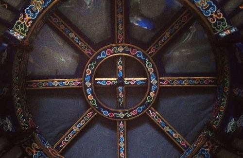 Indian Brook Resort | Small blue yurt at Cabot Shores Wilderness Resort