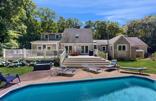 West Barnstable House | Spacious getaway near beach with private seasonal pool, hot tub, & 2 offices